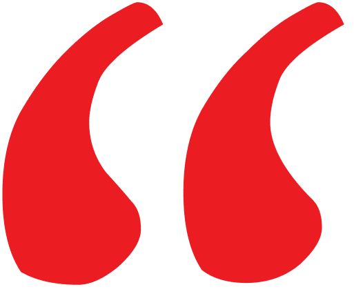 Red quotation mark symbols on a white background.