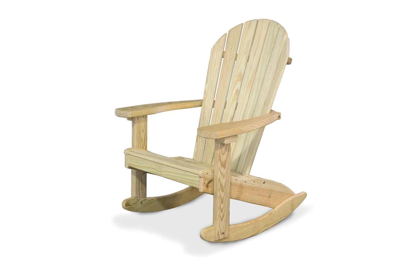 A wooden rocking chair is shown in this picture.