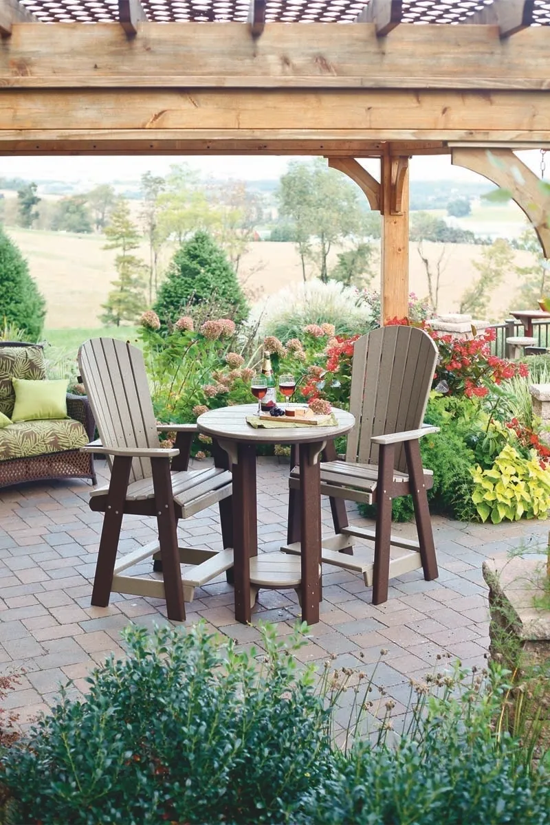 A patio set with two chairs and a table.