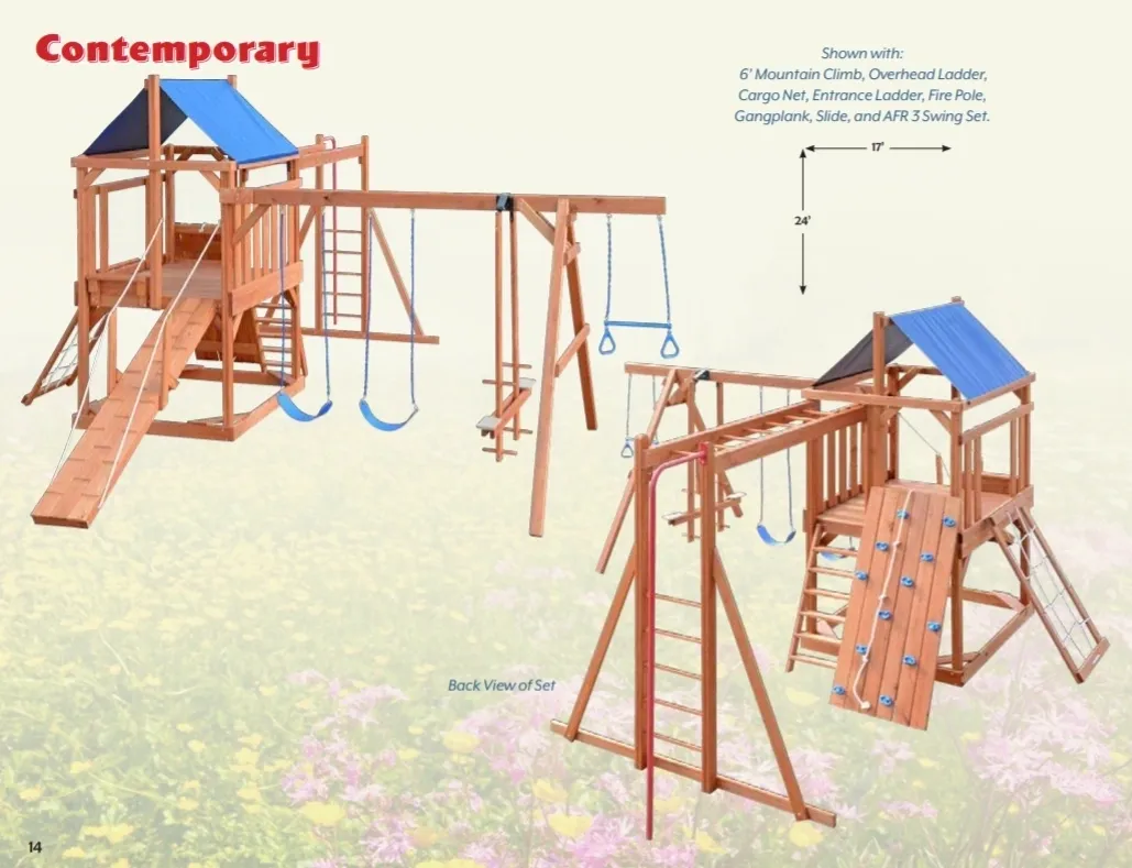 A rendering of the playground equipment for children.